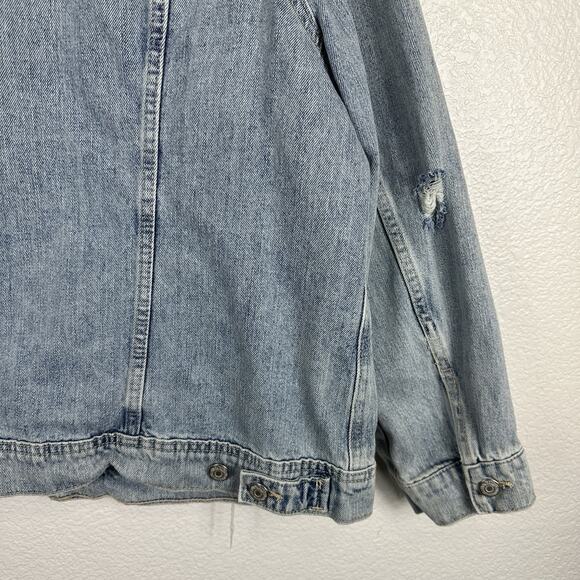 Old Navy Jean Jacket Womens XXL Destroyed Denim Distressed Light Wash - Picture 7 of 10